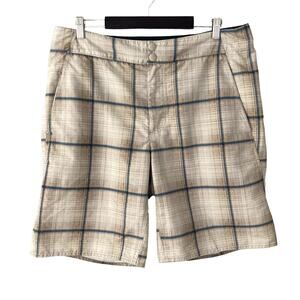 Columbia Omni Shield Shorts - Brown Aqua Plaid - 36W x 11L
